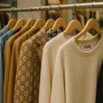Como as roupas de grife e as falsa estão misturas em uma loja